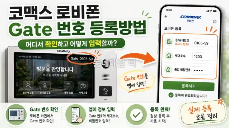 코맥스 로비폰 Gate 번호 어디 있나? 출입키 등록방법 쉽게 정리