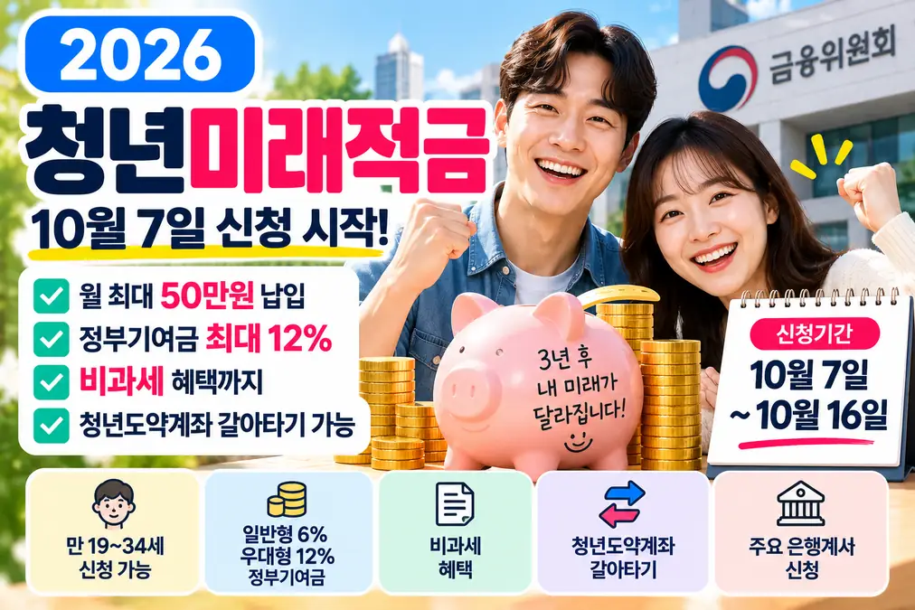 2026 청년미래적금 10월 7일 신청기간과 월 50만원 납입 정부기여금 안내