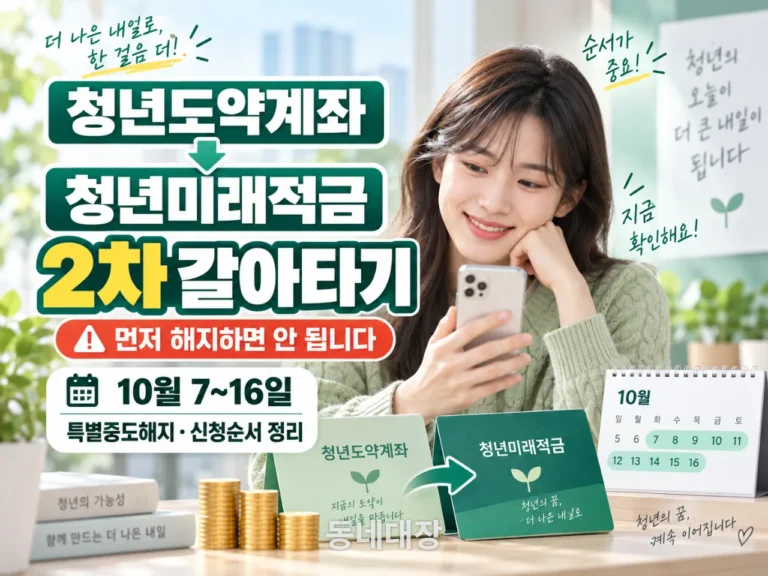 청년도약계좌에서 청년미래적금으로 2차 갈아타기와 특별중도해지 신청순서를 확인하는 청년