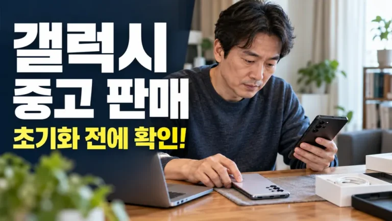 갤럭시 중고 판매 초기화 주제 대표 썸네일 (AI 생성 실사형 설명용 이미지)