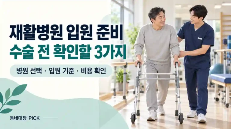 재활병원 입원 준비, 인공관절 수술 전 내가 확인한 3가지