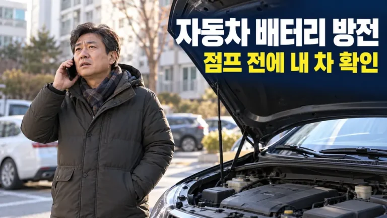 자동차 배터리 방전 주제 대표 썸네일 (AI 생성 실사형 설명용 이미지)
