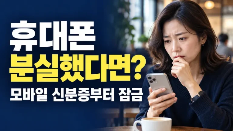 휴대폰 분실 — 모바일 신분증부터 잠금 (AI 생성 실사형 설명용 이미지)